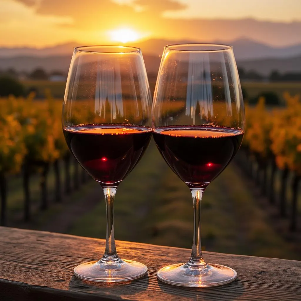 Brindis con vino en un viñedo de Mendoza
