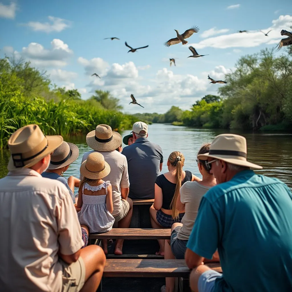 Turistas observando fauna en los Esteros del Iberá