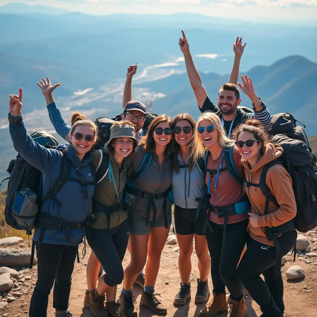 Equipo de ArgentinaExplora celebrando en un paisaje montañoso
