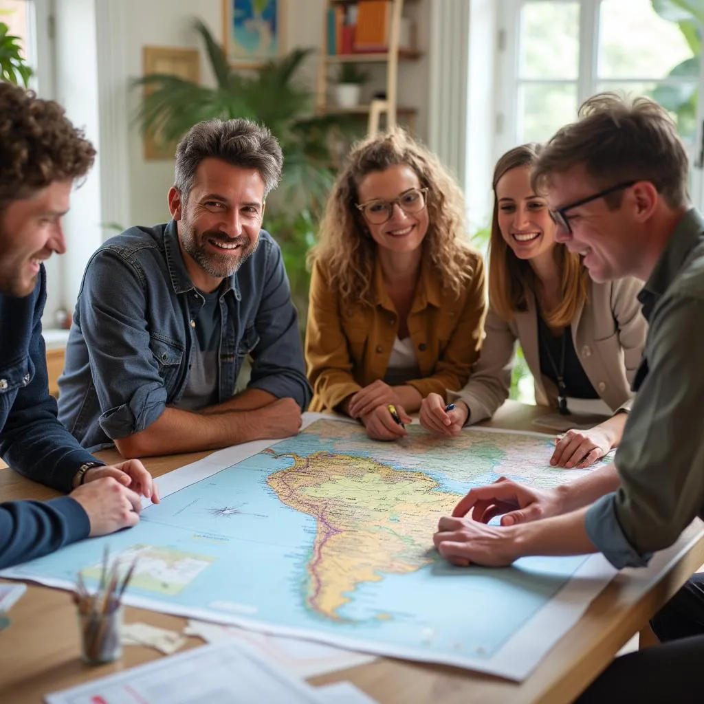 Equipo de ArgentinaExplora planeando rutas en un mapa de Argentina